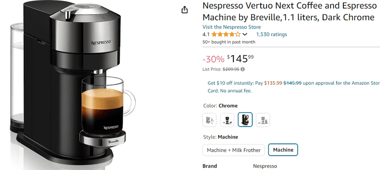 Nespresso Vertuo Next Coffee and Espresso Machine , Open Box