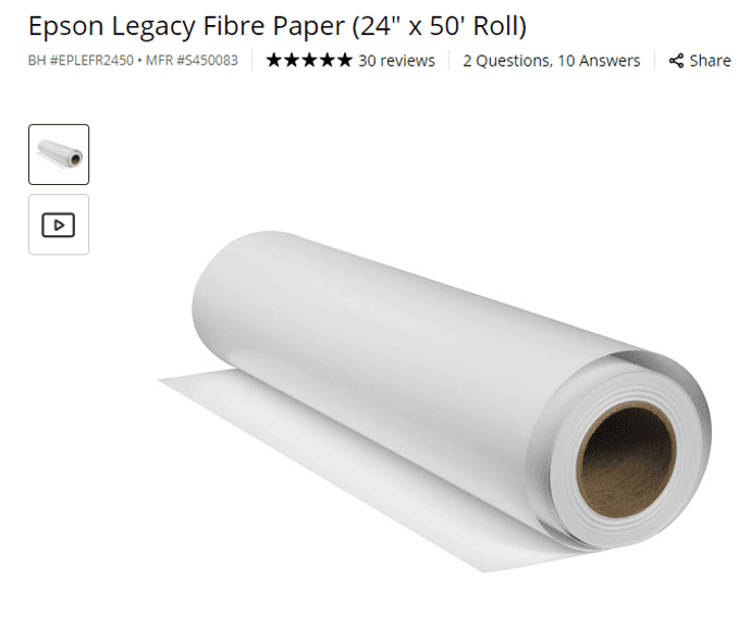 Epson Legacy Papers 24x50 , Like New/Open Box