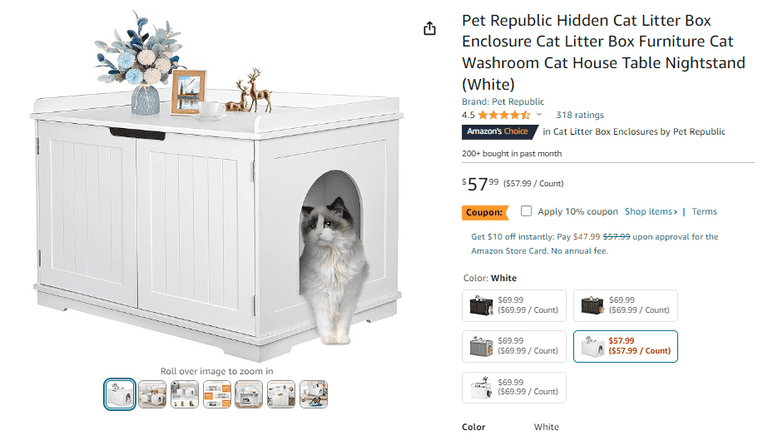 Pet Republic Hidden Cat Litter Box , Open Box