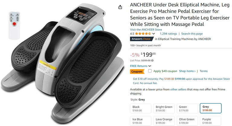 ANCHEER Under Desk Elliptical Machine , Like New