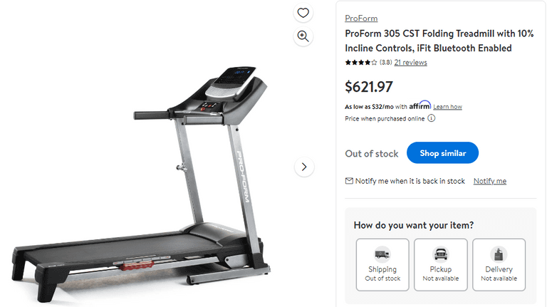 ProForm 305 CST Folding Treadmill , Damaged