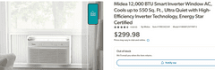 Midea 12,000 BTU Smart Inverter Window AC, MAW12V1YWT-S , Like New/Open Box