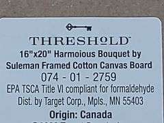 Threshold Framed Canvas Board, 16" x 20" , Visually Good Condition
