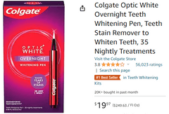 Colgate Optic White Overnight Teeth Whitening Pen Set , New/Sealed