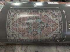 Member's Mark Everwash Washable Area Rug, 6'6"x 9'6" Red Medallion , Like New/Open Box