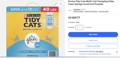 Purina Tidy Cats Multi-Cat Clumping Litter , Like New