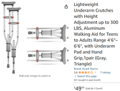 Huark Warno Universal Aluminum Crutches , Like New/Open Box