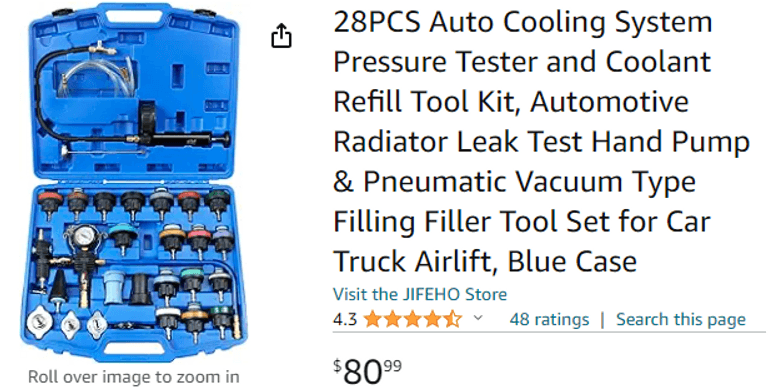 JIFEHO 28Pcs Auto Cooling System Pressure Tester & Coolant Refill Tool Kit , Open Box