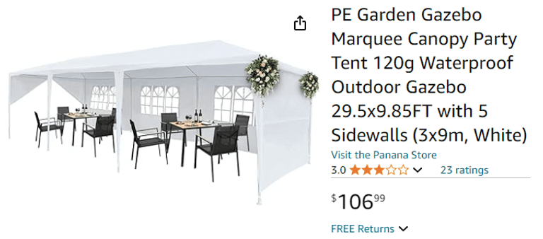 Gazebo PE 3X3M Outdoor Patio Shade Canopy Waterproof 4 Pieces Sidewalls Blue