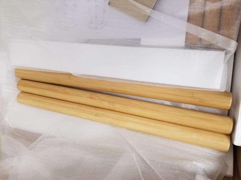 Bamboo White Nesting End Table - Side Tables , Like New