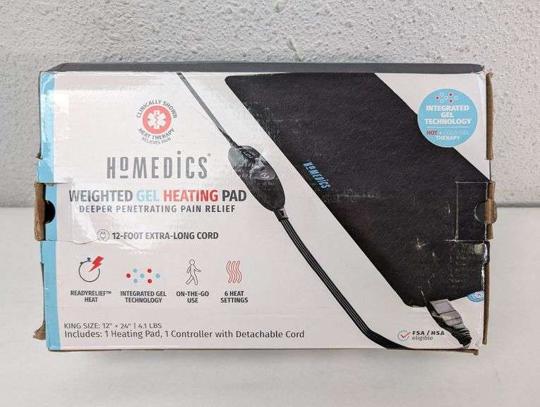 Homedics Weighted Gel Heating Pad 4.1lb 12" x 24", Open Box