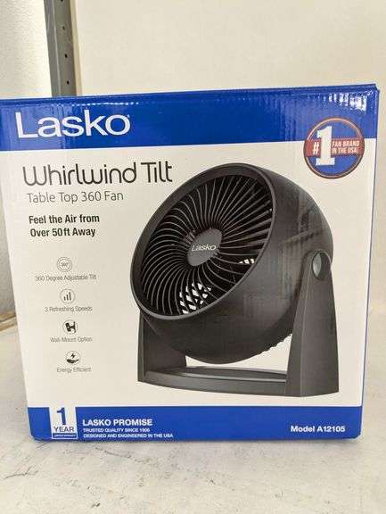 Lasko Whirlwind Tilt Table Top 360 Fan, 12", Like New