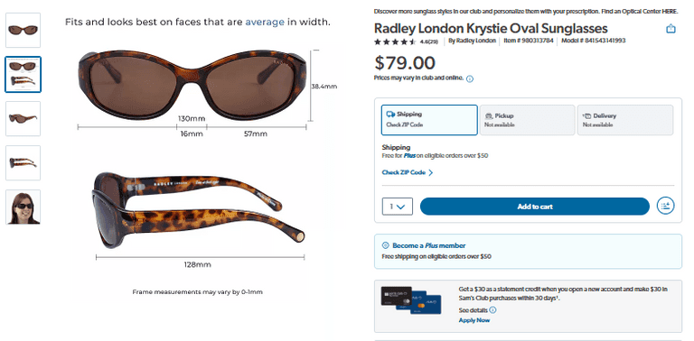O'Neill Radley London Krystie Oval Sunglasses | Open Box