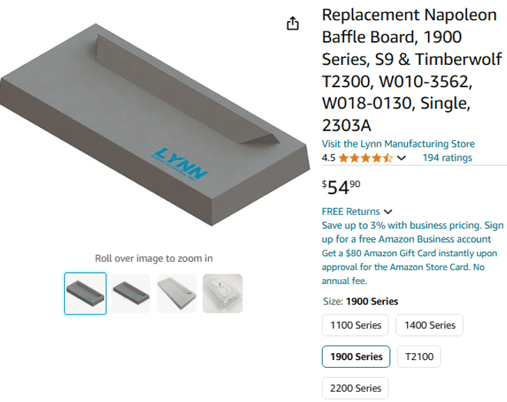 Replacement Napoleon Baffle Board | Open Box