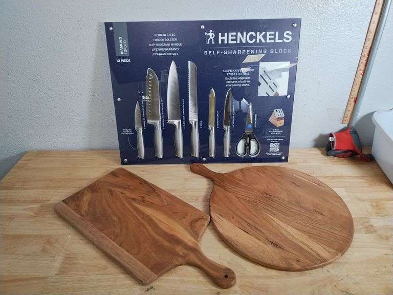 Bundle: Henckels Diamond Knives & Member's Mark Acacia Wood Charcuterie Boards | Open Box | (See Condition Notes)