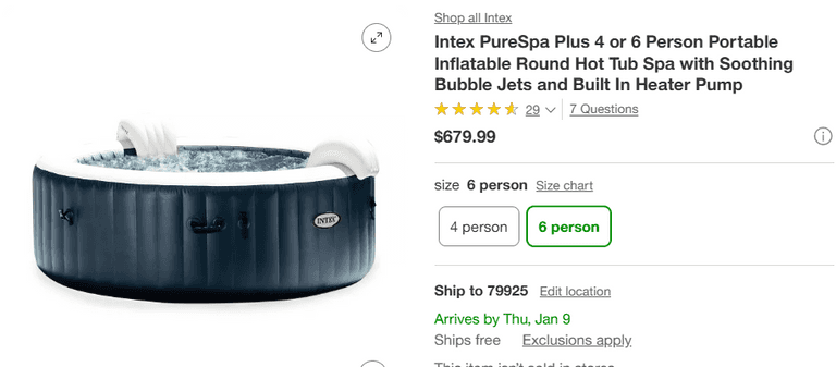 Intex PureSpa Plus 4 or 6 Person Portable Inflatable Round Hot Tub Spa | Open Box | (See Condition Notes)