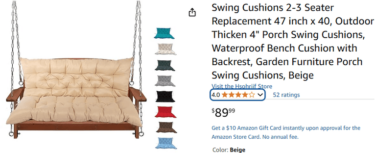 Hsohriif Swing Cushions 2-3 Seater Replacement 47" x 40" | Like New