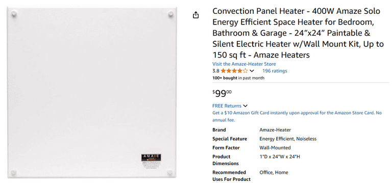 400W Amaze Solo Energy Efficient Space Heater | Like New