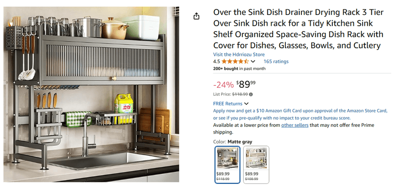 Over the Sink Dish Drainer Drying Rack, 3 Tier | Like New - Rio Grande ...