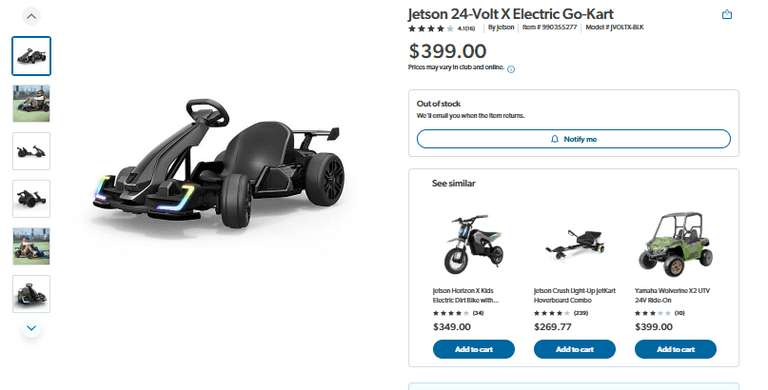 Jetson 24-Volt X Electric Go-Kart, Does Not Transfer Power | Damaged | (See Condition Notes)
