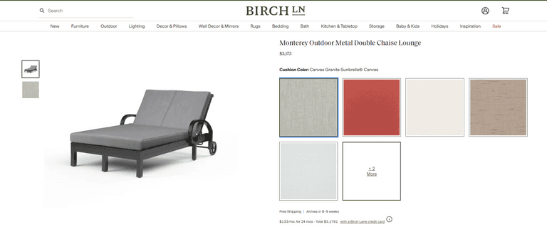 Birch Lane Monterey Outdoor Metal Double Chaise Lounge | Open Box