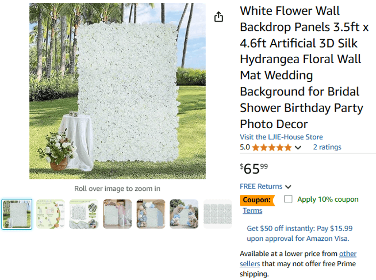White Flower Wall Backdrop Panels | Like New