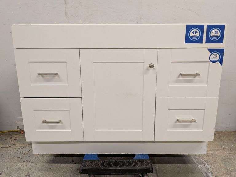 Project Source Series 48" True White Bathroom Vanity Base Cabinet without Top | Open Box | (See Condition Notes)
