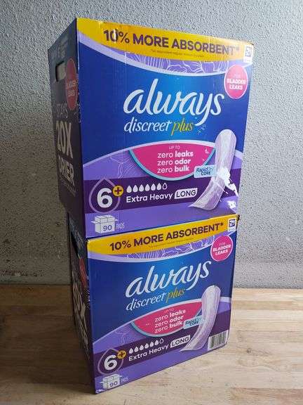ALWAYS Discreet Plus, 6 Long, 90pcs, Set of 2 | Open Box - Rio Grande Trade