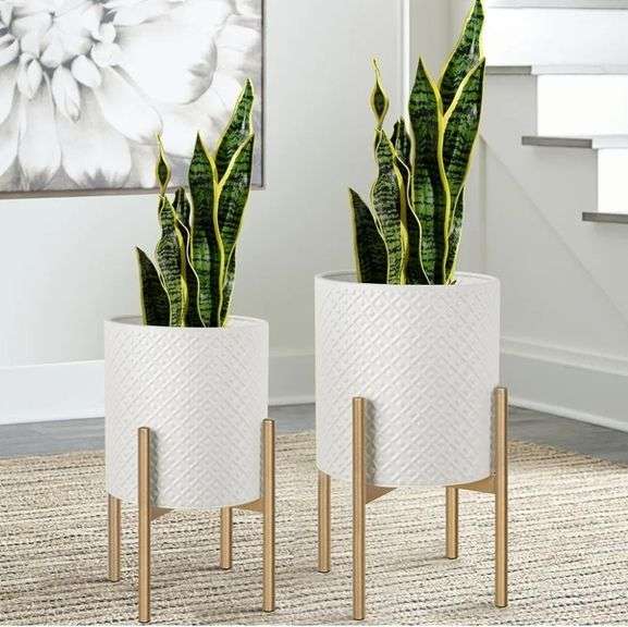 OAKRAIN Mid Century Planters For Indoor Plants Set of 2, 10" & 12" | Open Box