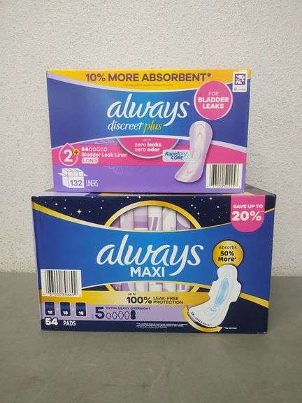 Always Maxi Overnight Pads And Always Discreet Plus Liners Bundle | Open Box
