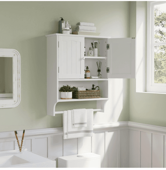 Smuxee White Bathroom Cabinet Wall Mount 7.5x22.4x27.6" | Open Box
