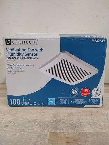 UTILITECH Ventilation Fan w/Humidity Sensor, Up to 100sqft | Open Box ...