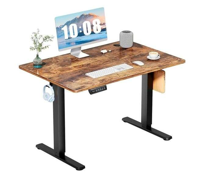 WIN UP TIME Electric Standing Desk Rustic Brown, 48"x24" | Open Box | (See Condition Notes)