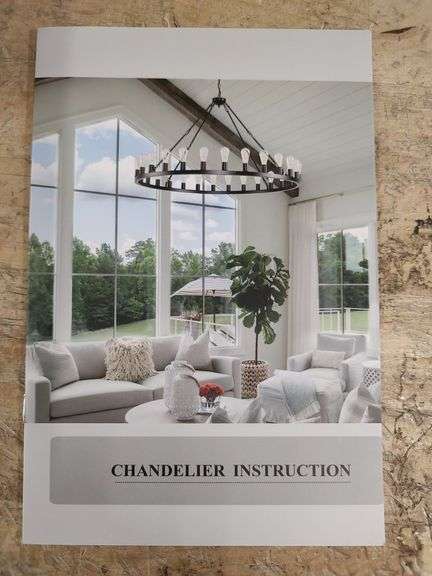 BAOURE Industrial Wagon Wheel Chandelier, 31" | Open Box