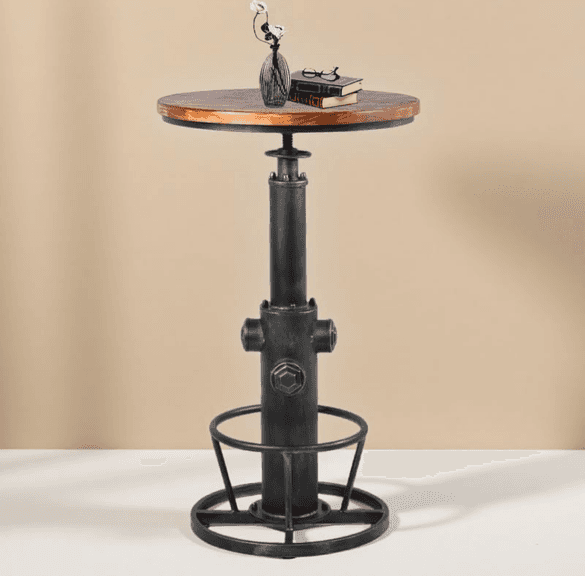 BOKKOLIK Adjustable Industrial End Table, 23.7 x 23.7 x 38.6 - 44.4" | Open Box