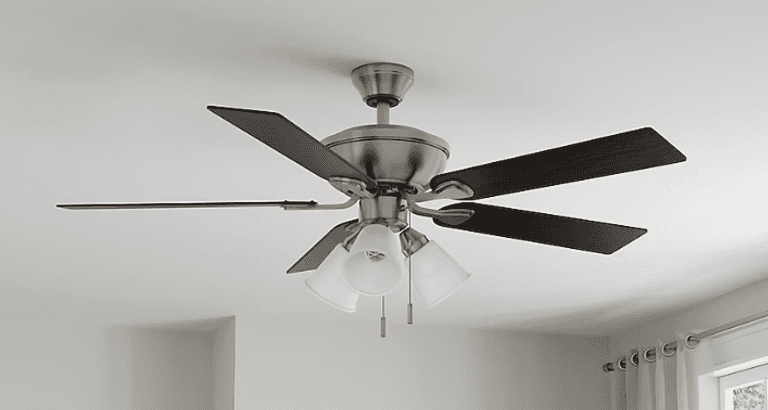 Harbor Breeze Sailor Bay 52" Downrod or Flush Mount Brushed Nickel with Auburn/Honey Blades Ceiling Fan With Light | Open Box