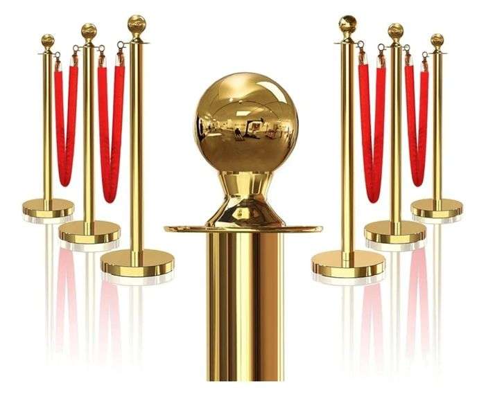 JLXMAXLJ Gold Stanchions Posts w/ Red Velvet Rope | Open Box | (See ...