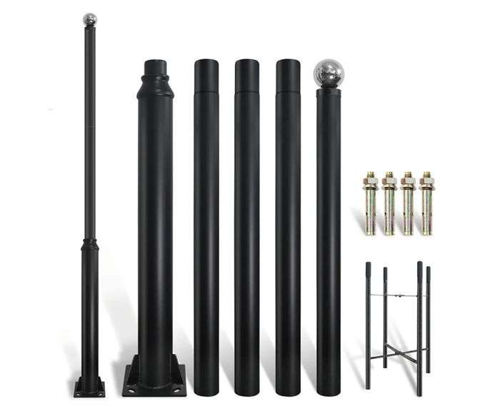 DIISCU Street Light Pole 16FT Tall, Heavy-Duty Metal, Black | Open Box