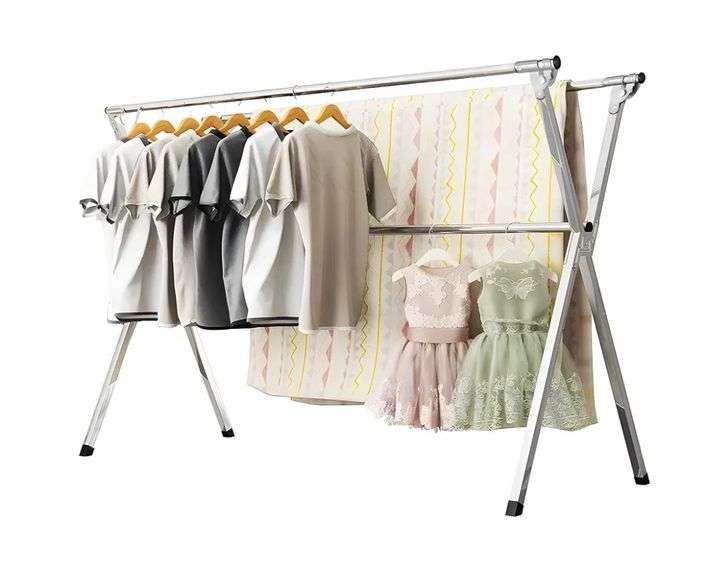 URYAN Clothes Drying Rack 95" Stainless Steel | Open Box