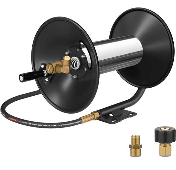 QAUSOU Pressure Washer Hose Reel, 100' x 3/8" Hose | Open Box | (See Condition Notes)
