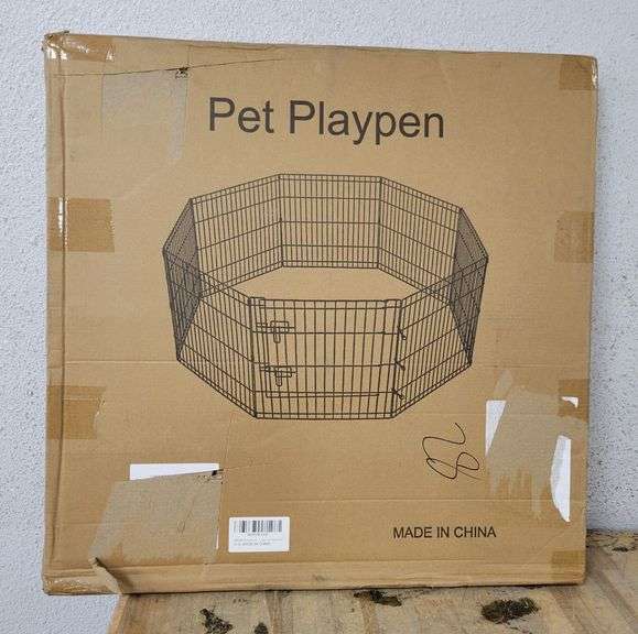PEEKABOO Dog Pet Playpen 8 Panels, 24x24x1.9" | Open Box