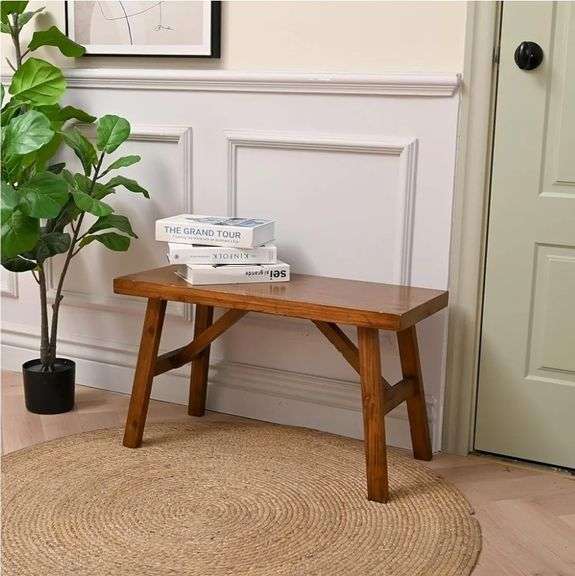 SWALLOWLIVING Handcrafted Solid Wood Bench, 30