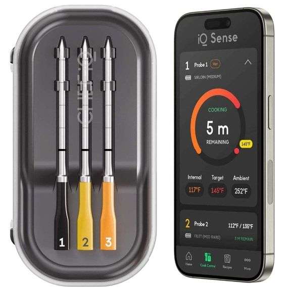 CHEF iQ Sense Smart Wireless Meat Thermometer, 3 Ultra-Thin Probes | Like New | (See Condition Notes)
