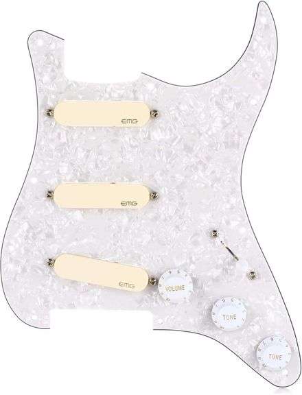 EMG DG20 Pre-Wired Pickguard + Pickups, White Pearl | Like New