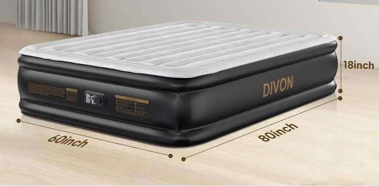 DIVON Air Mattress Queen w/Built in Pump 60x80x18" | Like New | (See Condition Notes)