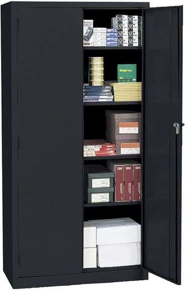 Realspace 36"W Steel 5-Shelf Cabinet, Black | Open Box | (See Condition Notes)