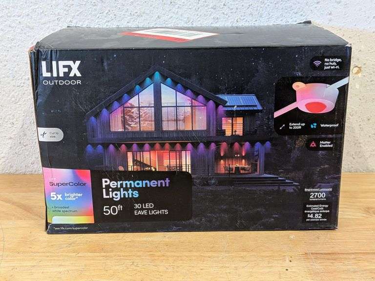 LIFX 30-Light 50 ft. Outdoor Plug-In RGBW Integrated LED Smart Wi-Fi Permanent String-Light | Open Box | (See Condition Notes)