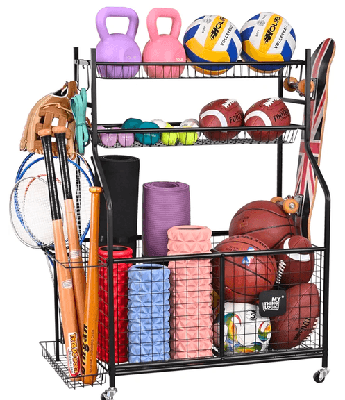 MYTHINGLOGIC Sports Equipment Garage Organizer, 16.5"D x 37.2"W x 44.3"H | Open Box
