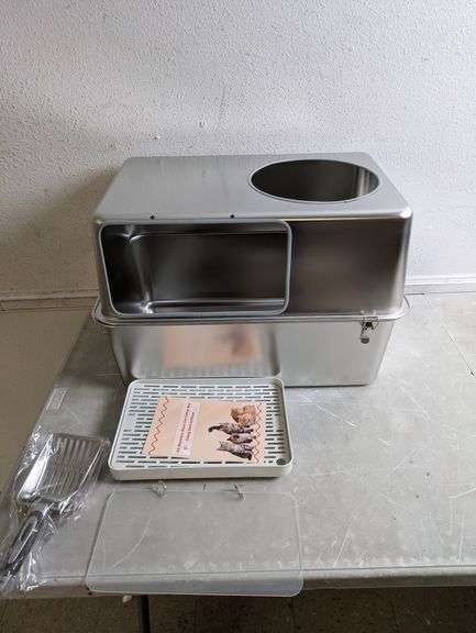 EXTRA LARGE STAINLESS STEEL CAT LITTER BOX | Open Box - Rio Grande Trade