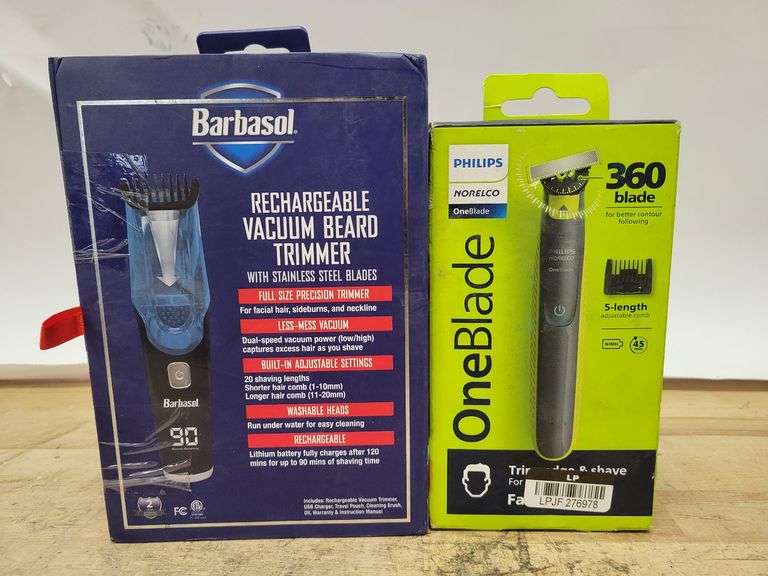 BUNDLE - BARBASOL Vacuum Beard Trimmer, 90min & PHILIPS One Blade ...